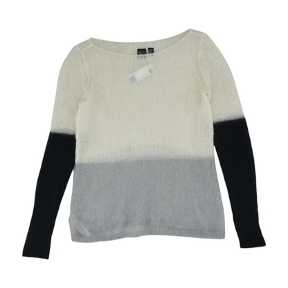 Beige Color Block Pullover Sweater