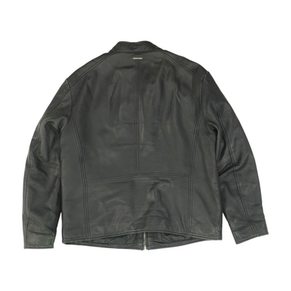 Black Solid Leather Jacket
