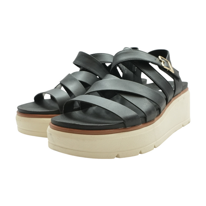 Black Wedged Sandals