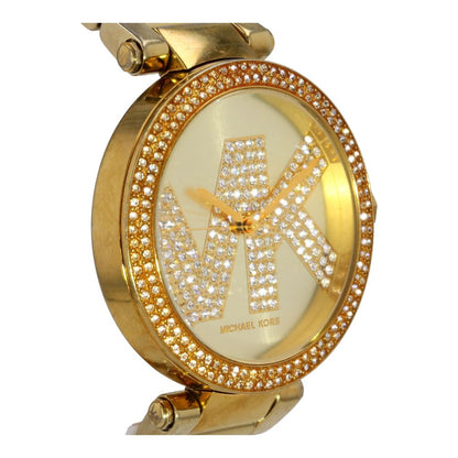 Pave Gold Tone Logo Stainless Steel Watch