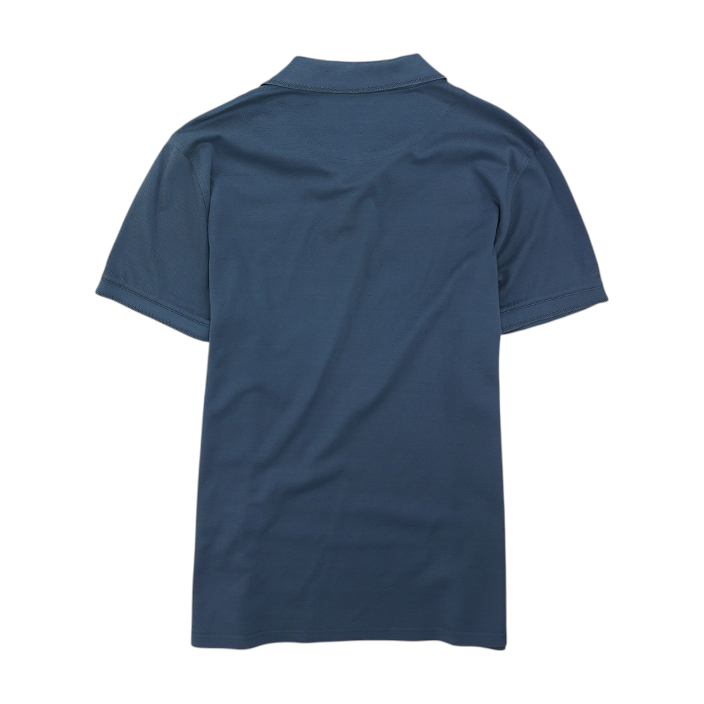 Blue Solid Short Sleeve Polo