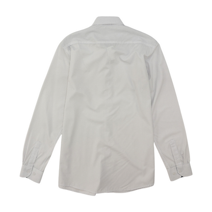 White Print Long Sleeve Button Down