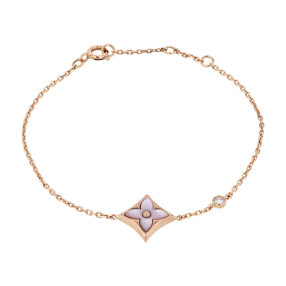 18K Yellow Gold Mother of Pearl Chain Bracelet
