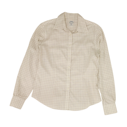 Beige Check Button Down