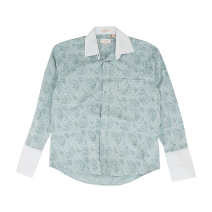 Blue Paisley Long Sleeve Button Down