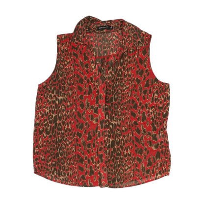 Red Animal Print Button Down