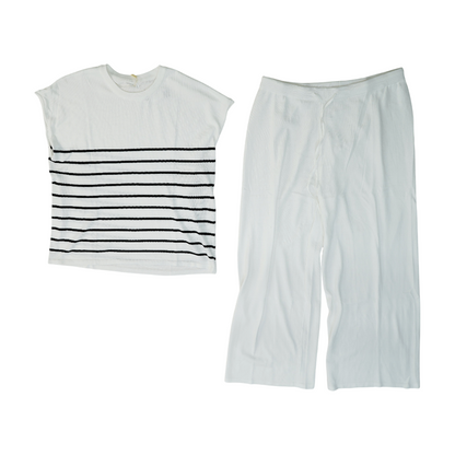 White Striped Pant Set