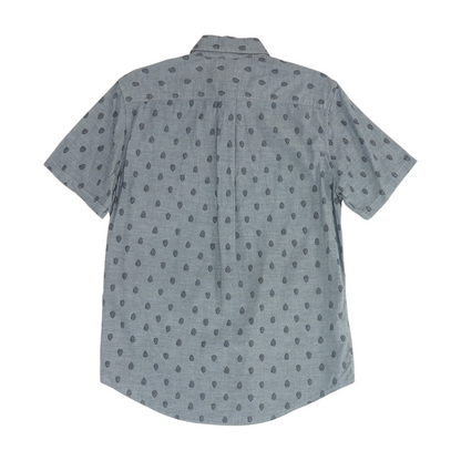Gray Floral Short Sleeve Button Down
