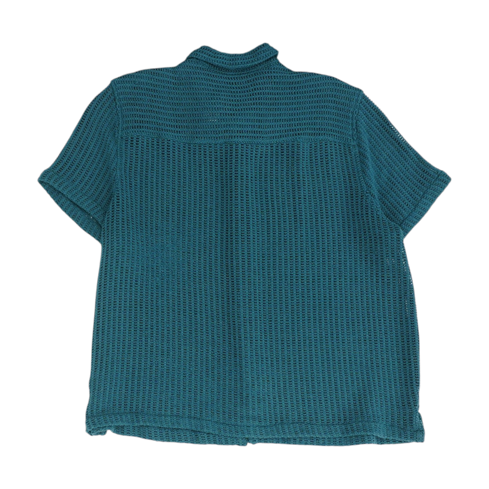 Teal Solid Short Sleeve Button Down