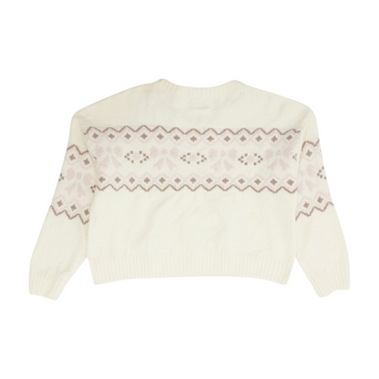 White Print Pullover Sweater