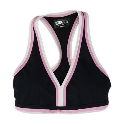 Black Color Block Swim Top