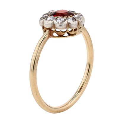 10K Two-Tone Gold Red Stone Fashion Ring