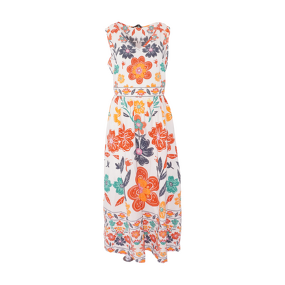Cream Floral Midi Dress