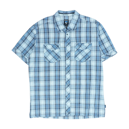 Gray Plaid Short Sleeve Button Down