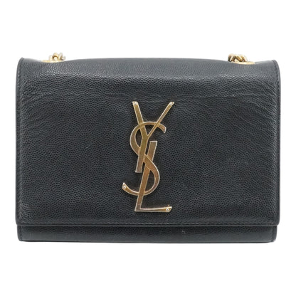 Black Small Kate Satchel in Grain De Poudre Leather