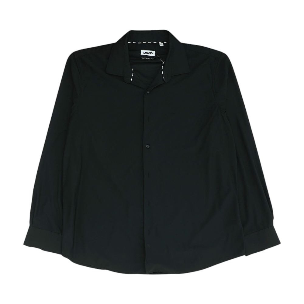 Black Solid Long Sleeve Button Down