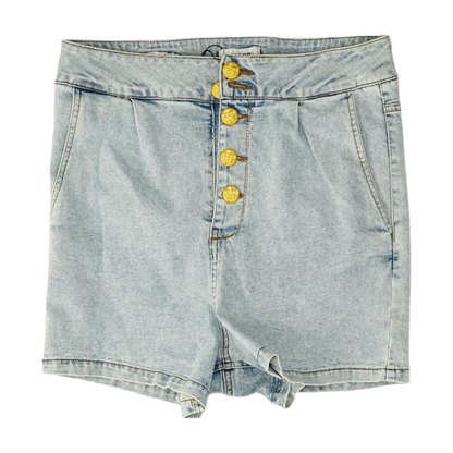 Blue Solid Denim Shorts