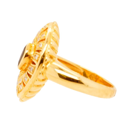 18K Gold Blue Sapphire And Diamond Accents Ring