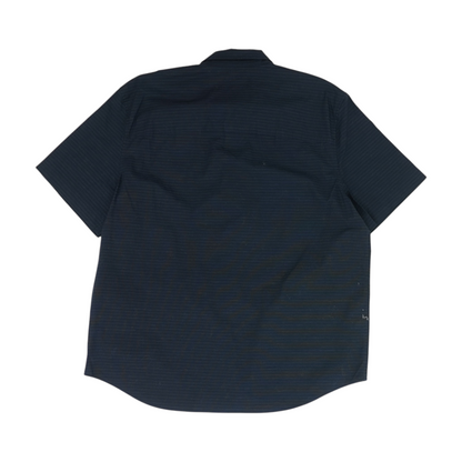Navy Striped Short Sleeve Button Down