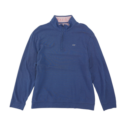 Blue Solid 1/4 Zip Pullover