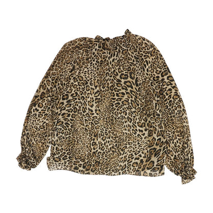 Brown Animal Print Long Sleeve Blouse