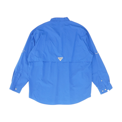 Blue Solid Outdoor Button Down