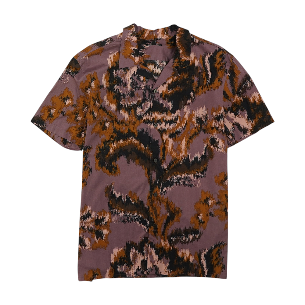Purple Abstract Short Sleeve Button Down