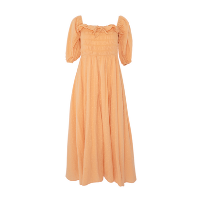 Orange Polka Dot Midi Dress