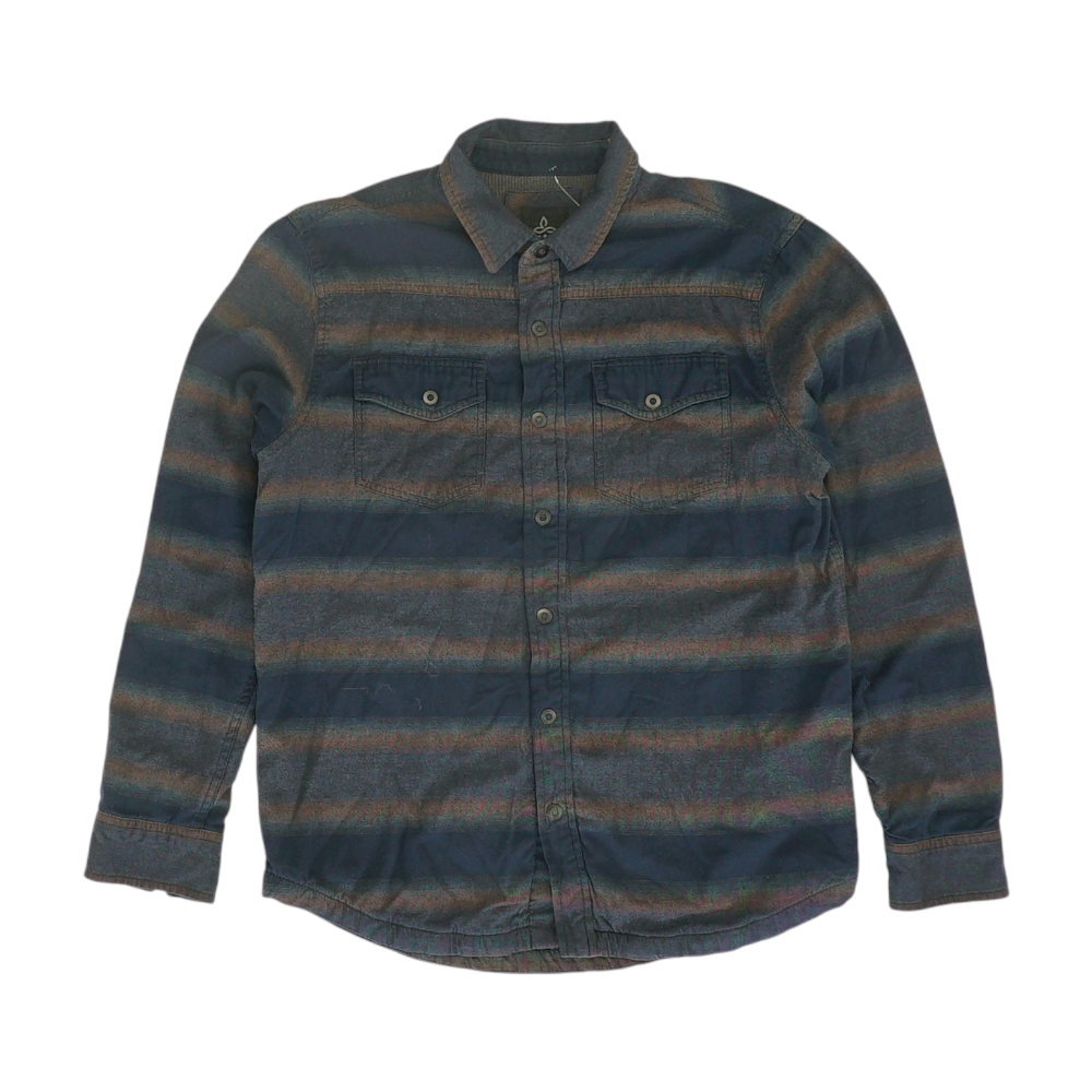 Navy Striped Flannel Button Down