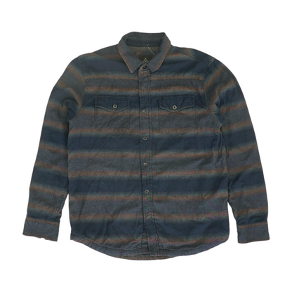 Navy Striped Flannel Button Down
