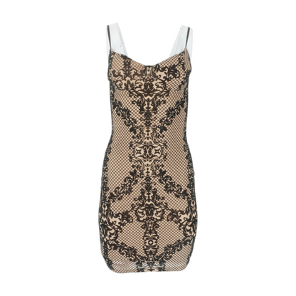 Tan Print Mini Dress