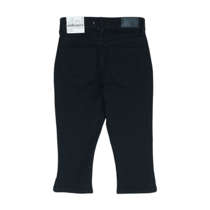 Black Solid Denim Capris