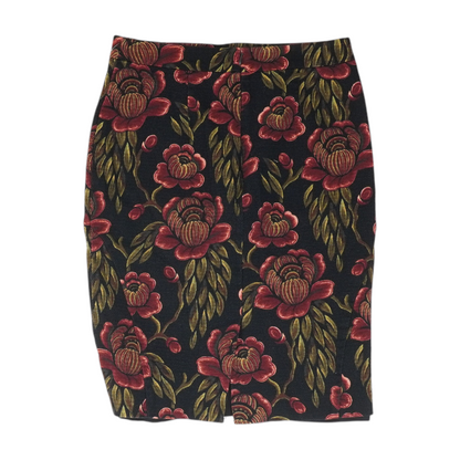 Black Floral Midi Skirt