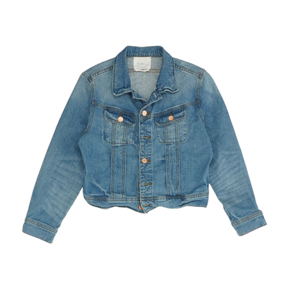 Blue Solid Denim Jacket