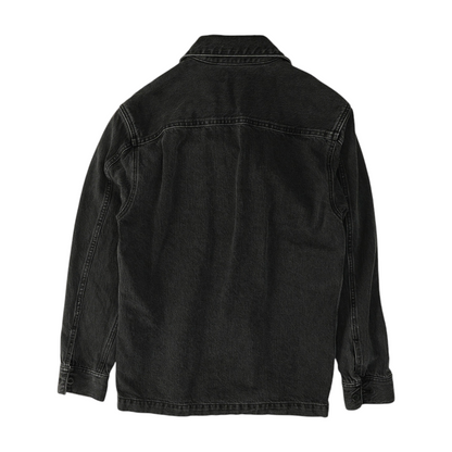 Black Solid Denim Jacket