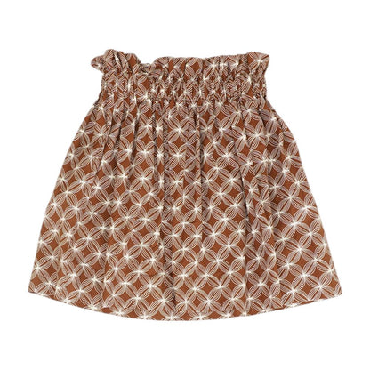 Brown Graphic Midi Skirt