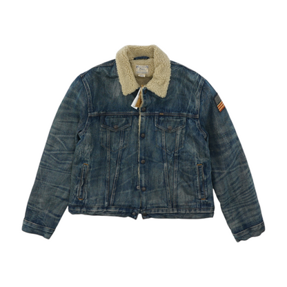 Blue Solid Denim Jacket