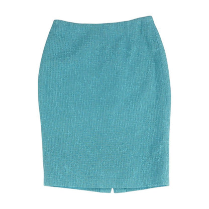 Blue Solid Midi Skirt