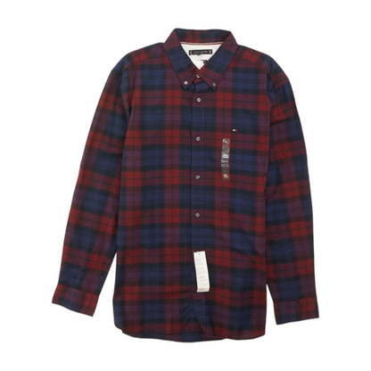 Burgundy Plaid Long Sleeve Button Down