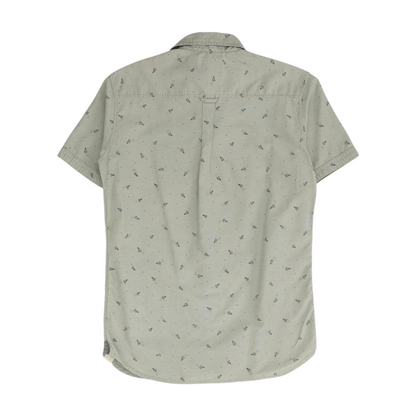 Gray Print Short Sleeve Button Down