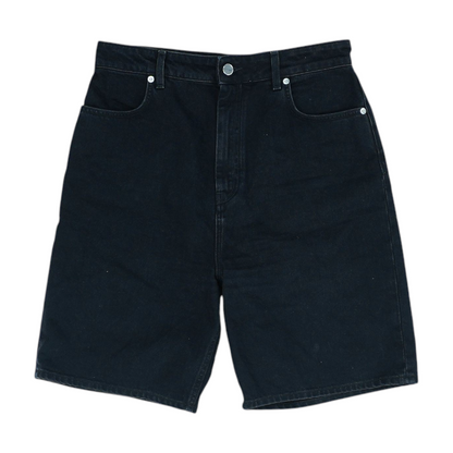 Black Solid Denim Shorts