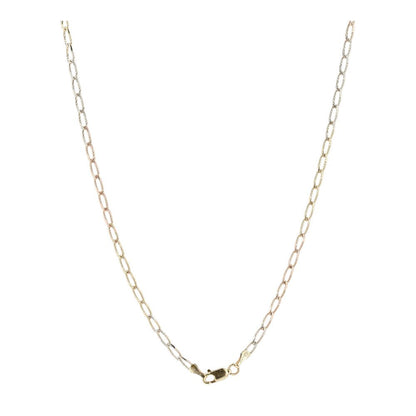 14K Two Tone Gold Elongated Curb Link Chain Necklace