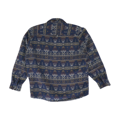 Navy Graphic Flannel Button Down