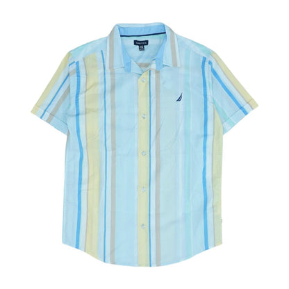 Blue Striped Short Sleeve Button Down