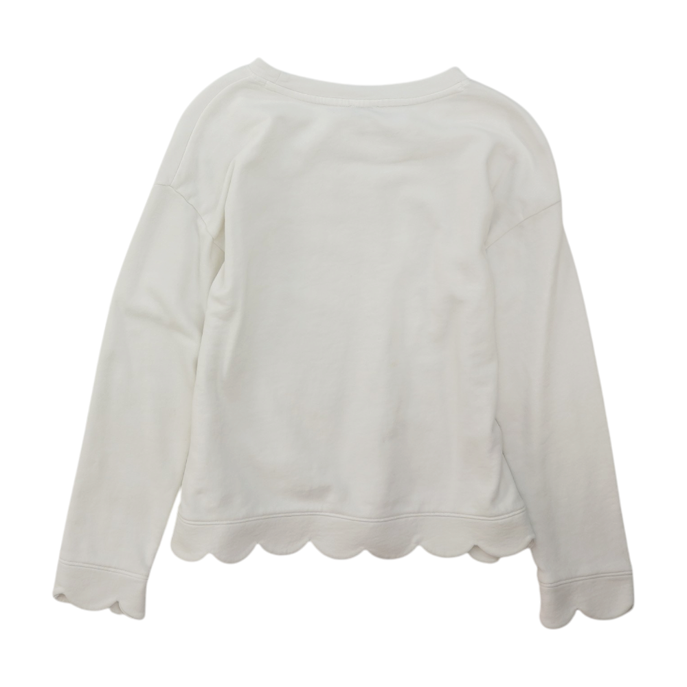 White Petite Solid Sweatshirt Pullover