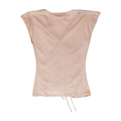 Pink Solid Short Sleeve Blouse