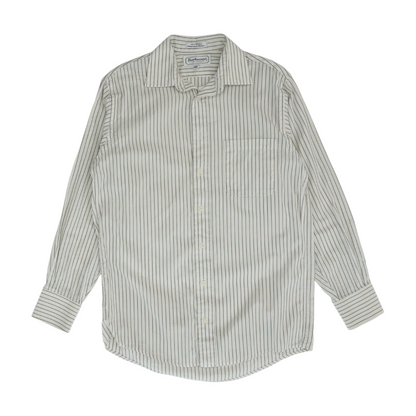 Vintage White Striped Long Sleeve Button Down