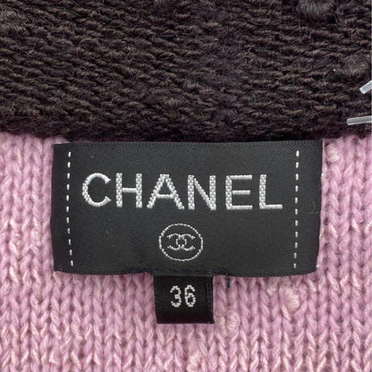 Purple Belted Wool Colorblock Knitted Cardigan