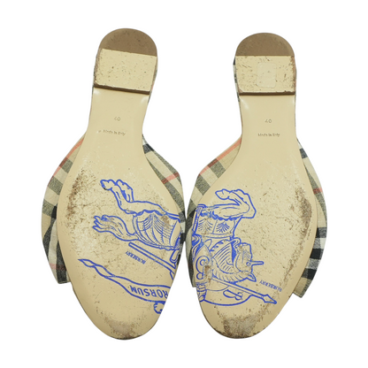 Beige Mews Check Slide Sandals