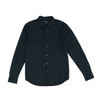 Black Solid Long Sleeve Button Down